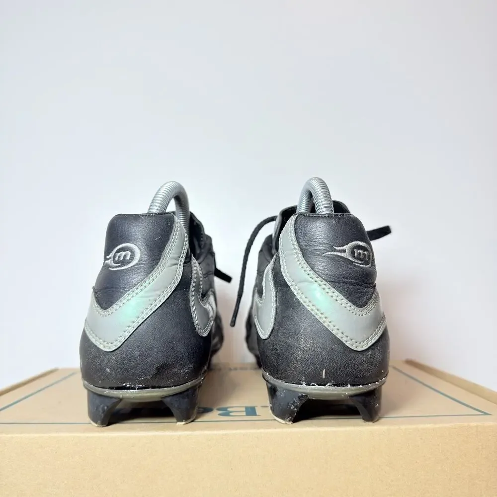 Vintage Mens 9.5 Nike Air Zoom ZM Total 90 Soccer Cleats Black Silver Leather